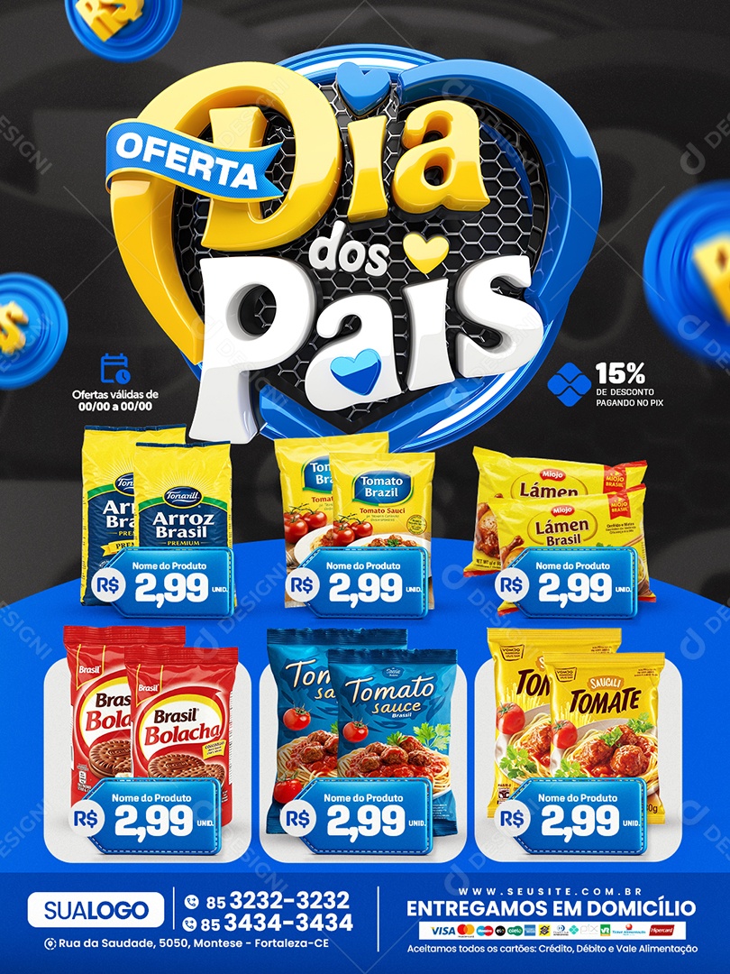 Tabloide Pais Mercado Oferta Dia dos Pais Produtos Social Media PSD Editável