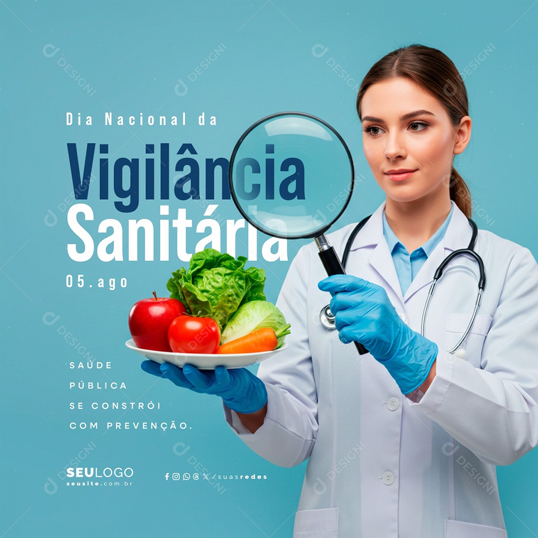 Dia Nacional da Vigilância Sanitária 05 de Agosto Social Media PSD Editável