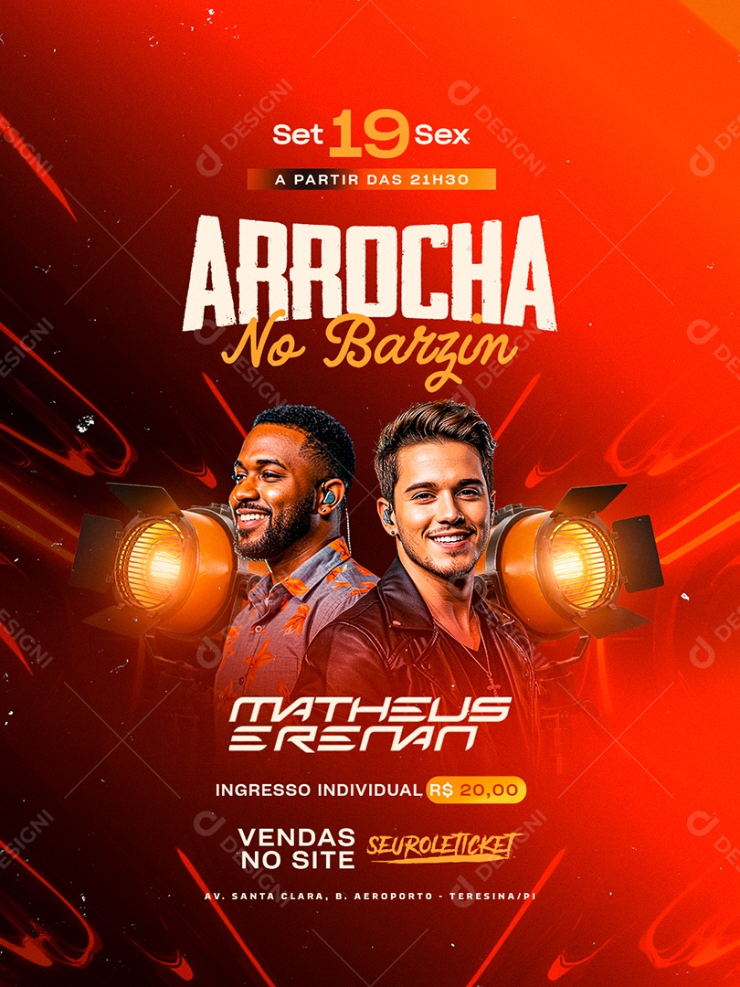 Flyer Arrocha no Barzin Social Media PSD Editável