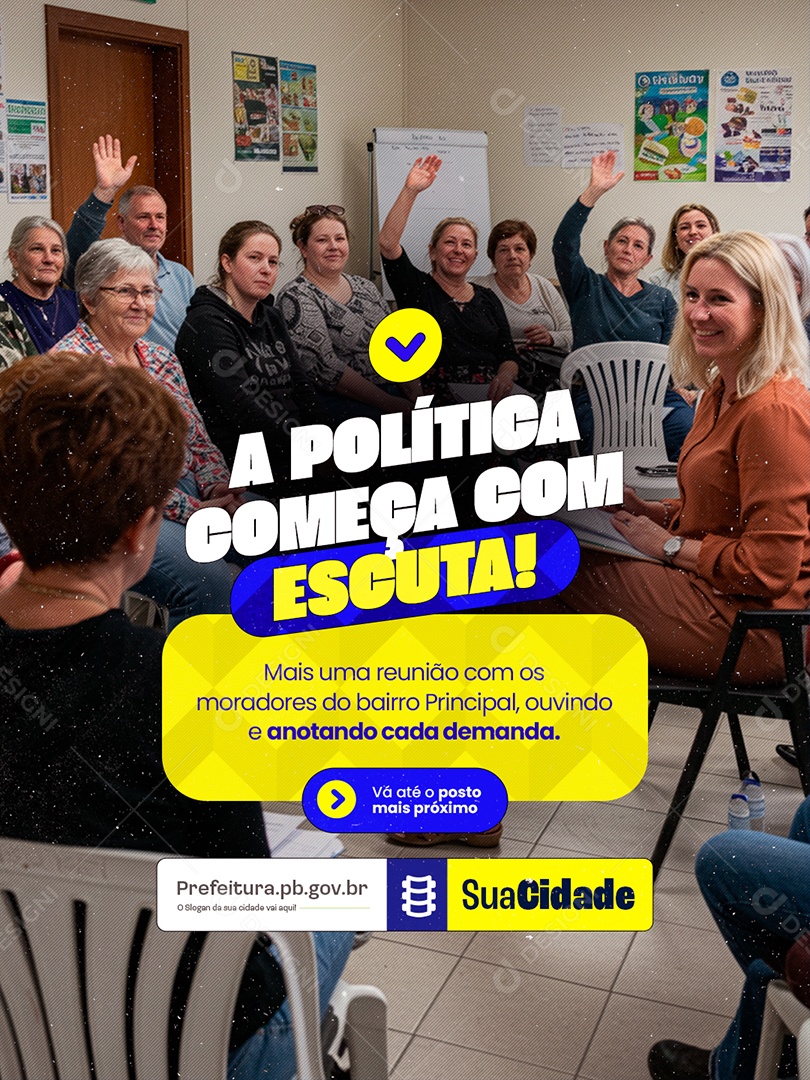 Prefeitura A Política Começa com Escuta Social Media PSD Editável