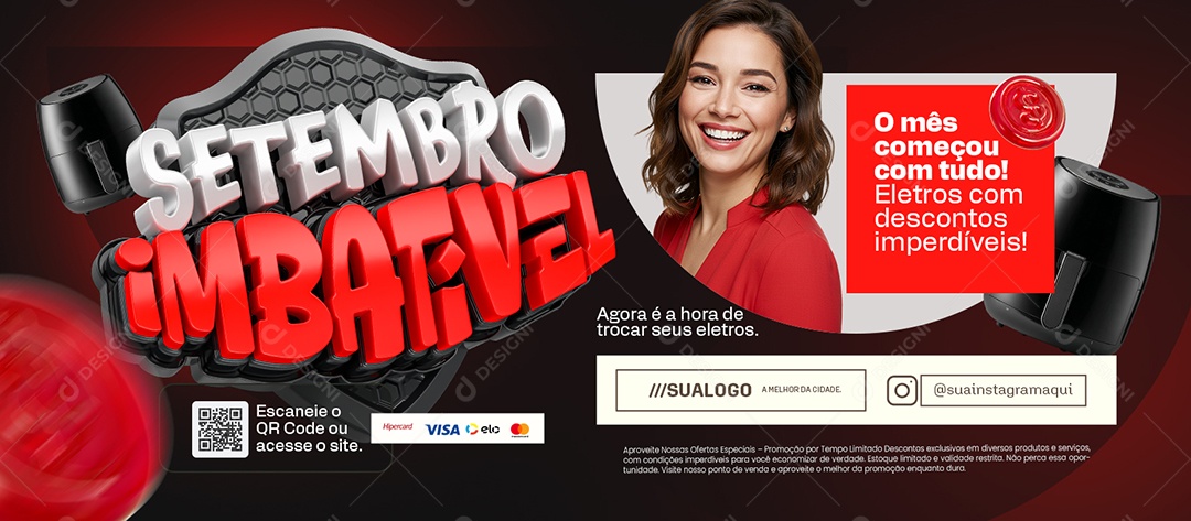 Banner Setembro Imbatível Loja de Eletrodomésticos O Mês Começou com Tudo Social Media PSD Editável