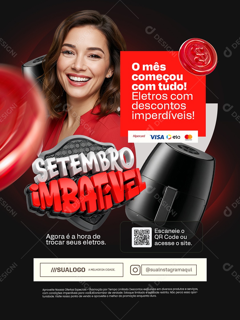 Setembro Imbatível Loja de Eletrodomésticos O Mês Começou com Tudo Social Media PSD Editável