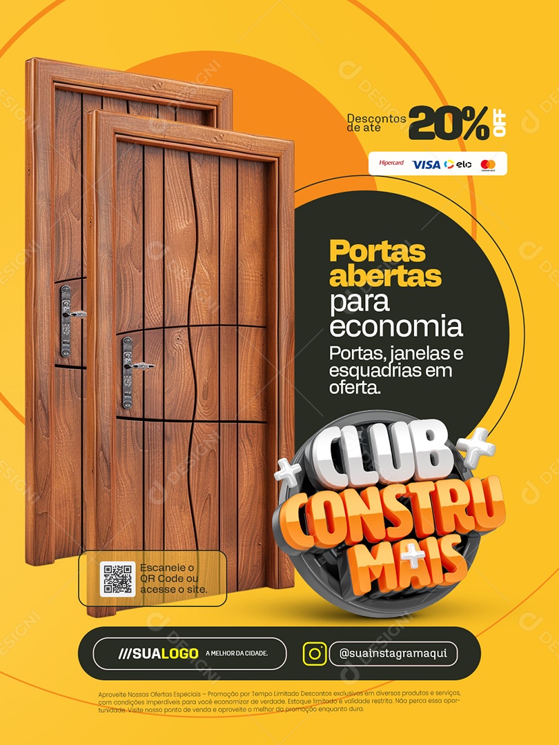 Club Constru Mais Construção Portas Abertas para Economia Social Media PSD Editável