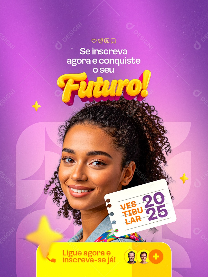 Faculdade Se Inscreva Agora e Conquiste o Seu Futuro Social Media PSD Editável