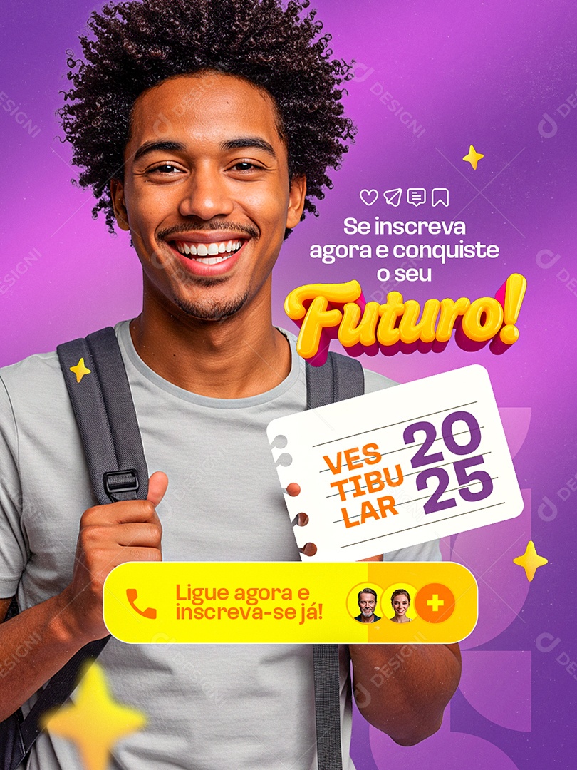 Faculdade Se Inscreva Agora e Conquiste o Seu Futuro Social Media PSD Editável