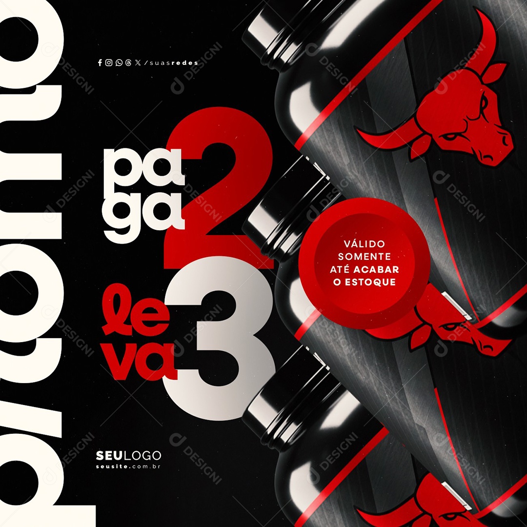 Suplementos Paga Dois Leva Três Social Media PSD Editável