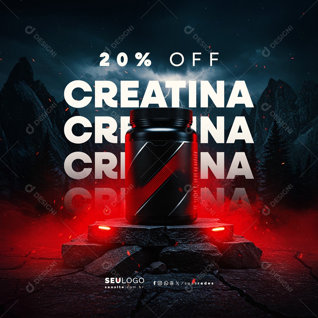 Suplementos 20% Off Creatina Social Media PSD Editável
