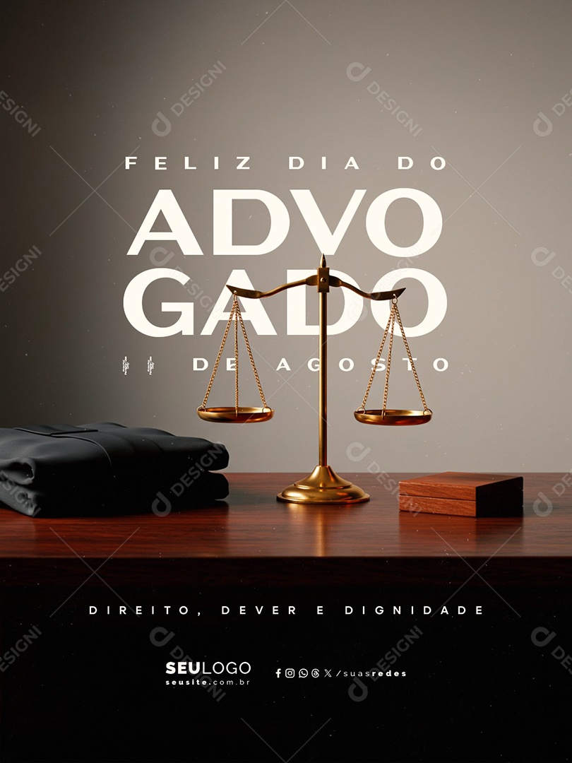 Feliz Dia do Advogado 11 de Agosto Social Media PSD Editável