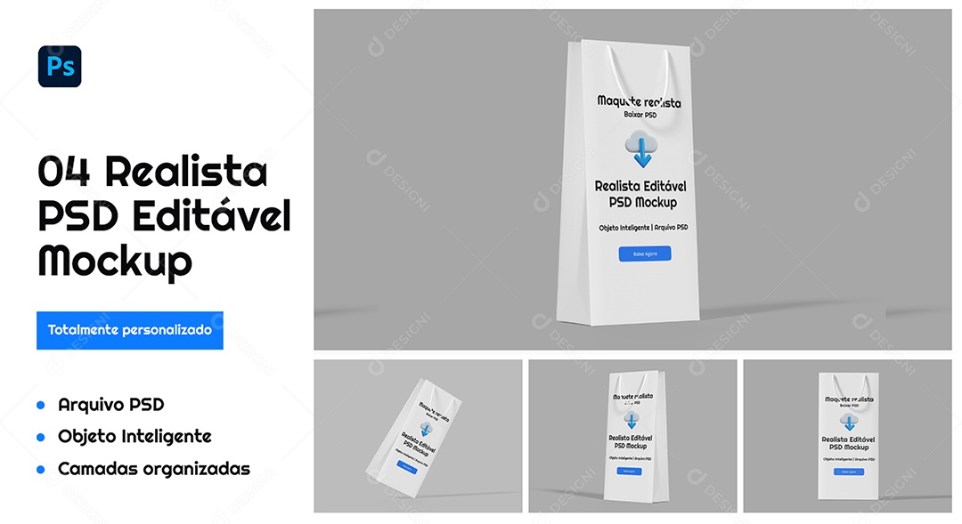 Mockup De Sacola De Papel Kraft PSD Editável