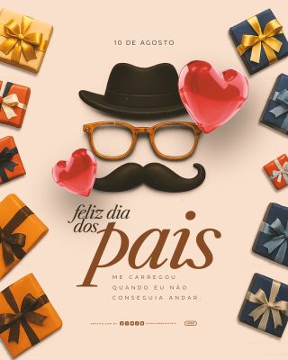 Feliz Dia dos Pais 10 de Agosto Me Carregou Social Media PSD Editável