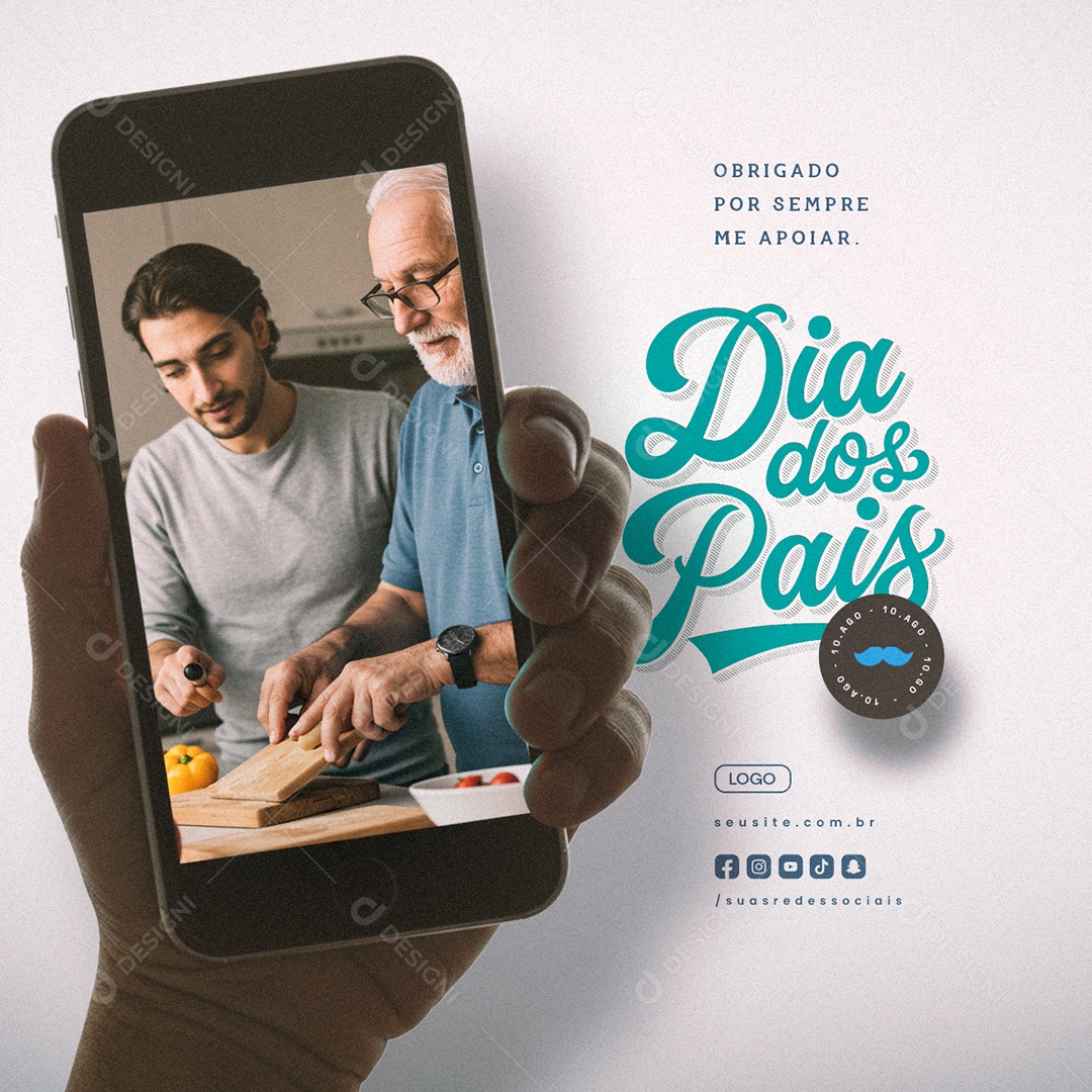 Dia dos Pais 10 de Agosto Obrigado Por Sempre Social Media PSD Editável