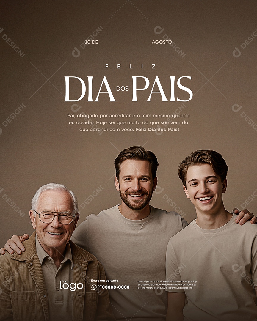 Feliz Dia Dos Pais 11 de Agosto Social Media PSD Editável