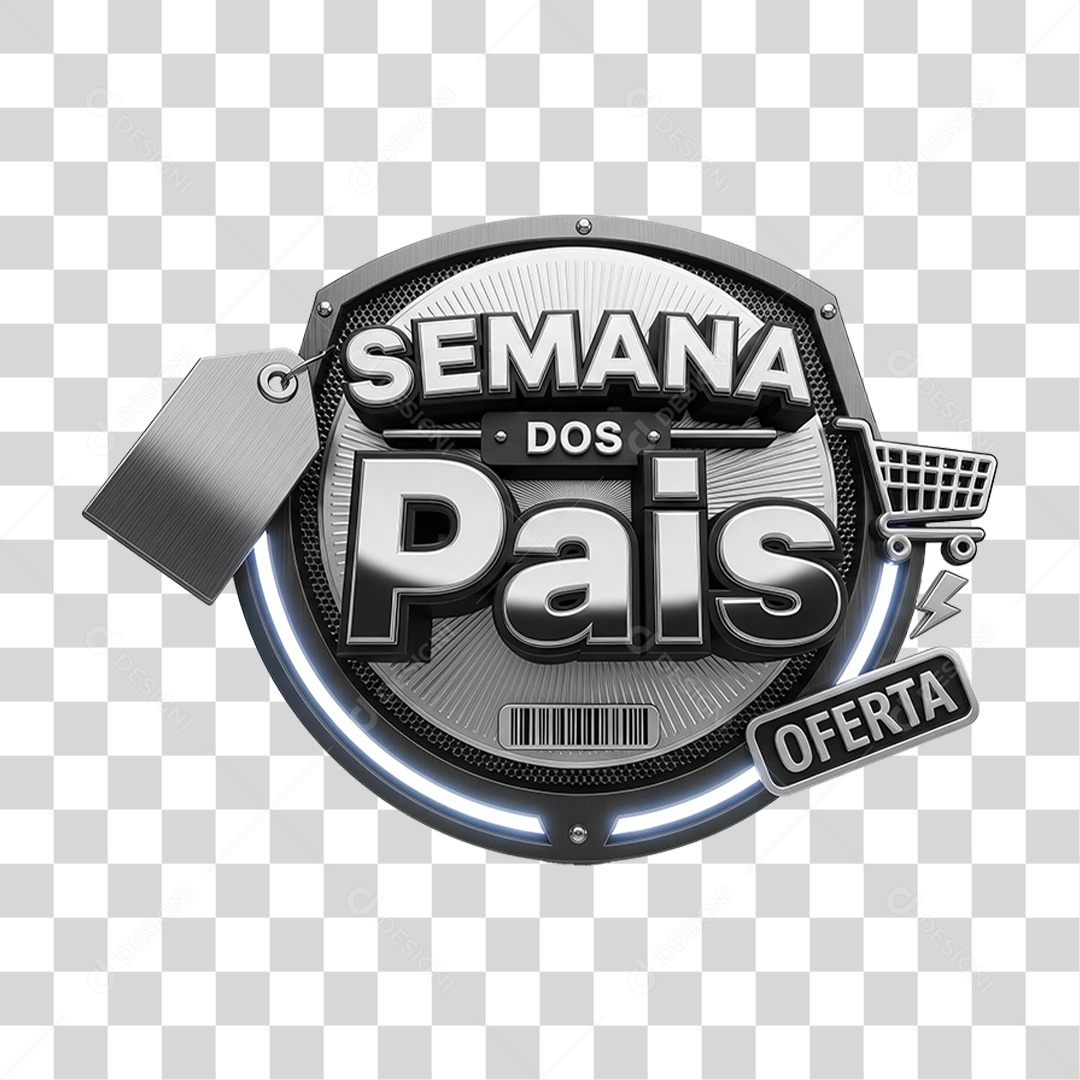 Selo 3D Semana dos Pais PNG Transparente