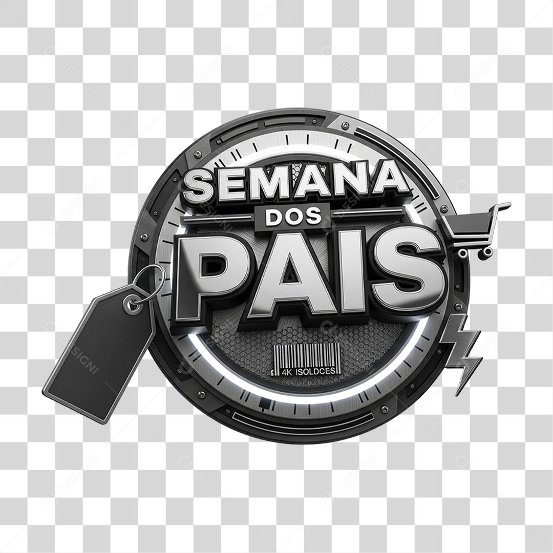 Selo 3D Semana dos Pais PNG Transparente
