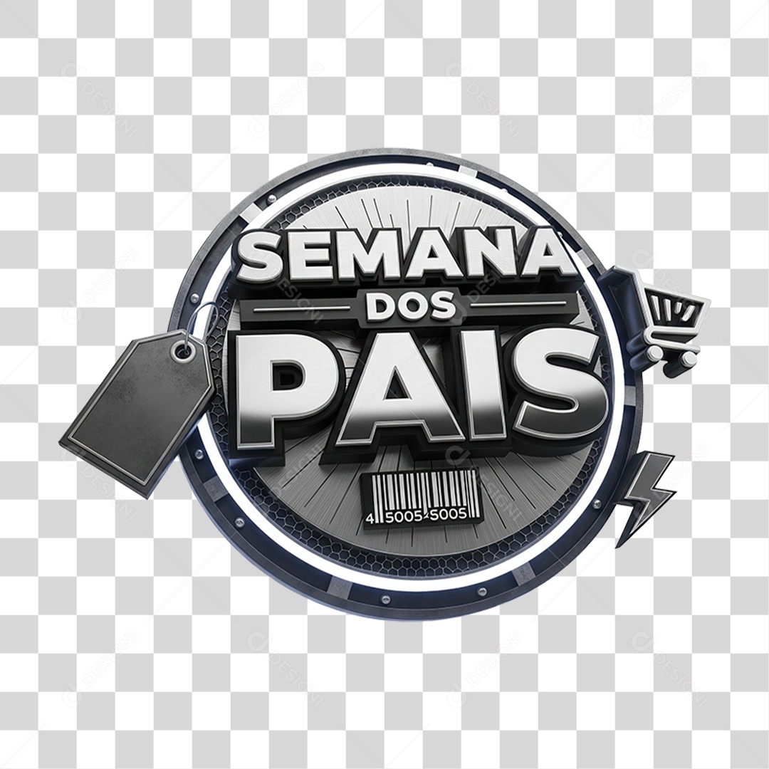 Selo 3D Semana dos Pais PNG Transparente