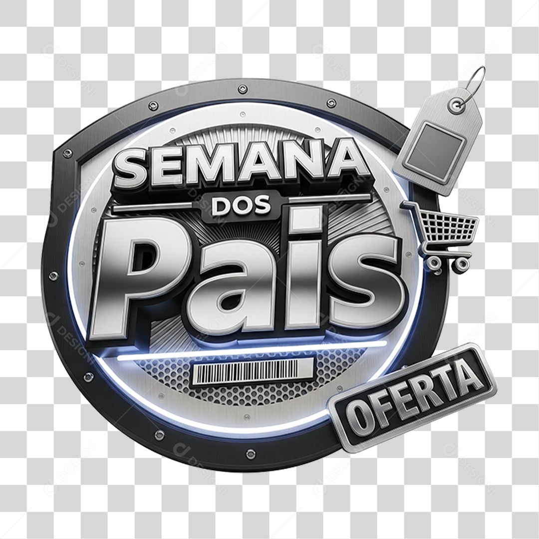Selo 3D Semana dos Pais PNG Transparente