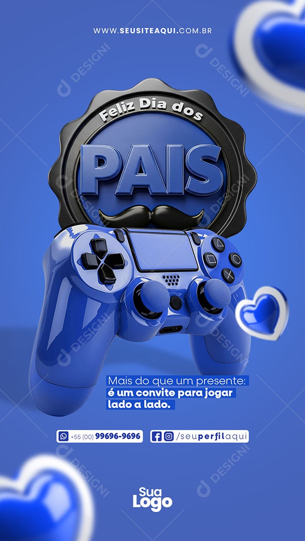 Story Feliz Dia dos Pais Pai Conectado Social Media PSD Editável