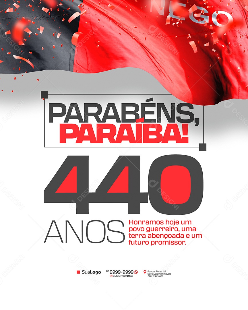 Parabéns Paraíba 440 Anos Social Media PSD Editável
