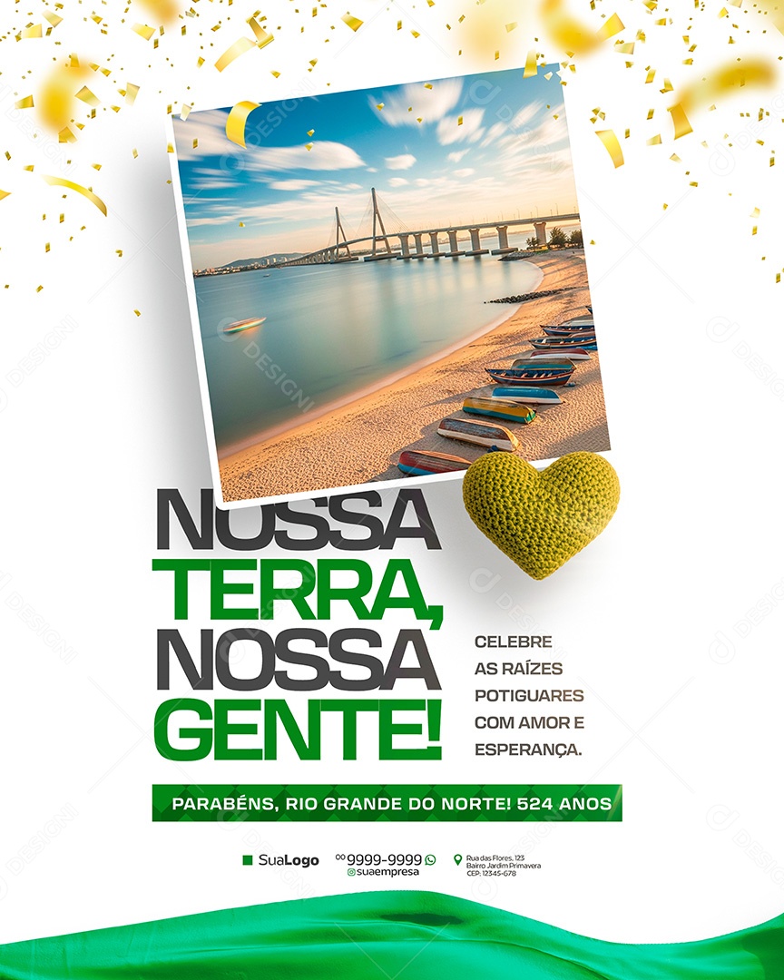 Parabéns Rio Grande do Norte 524 Anos NossaTerra Nossa Gente Social Media PSD Editável