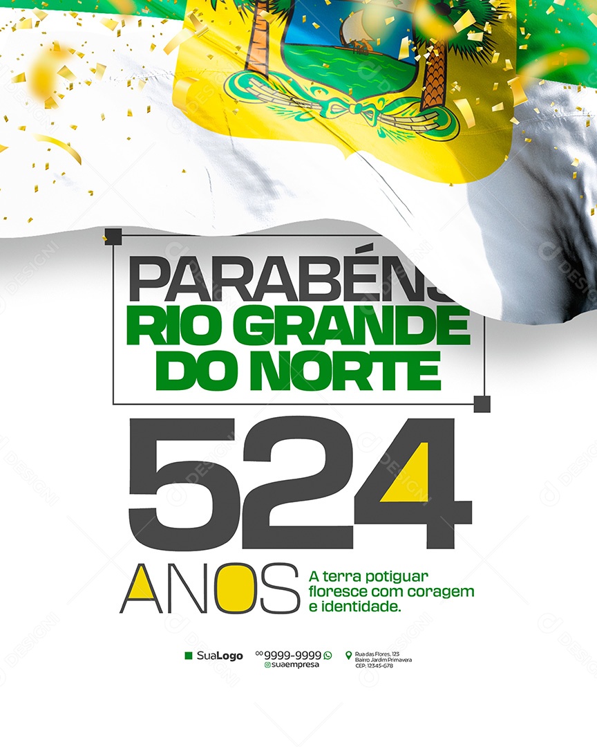 Parabéns Rio Grande do Norte 524 Anos Social Media PSD Editável