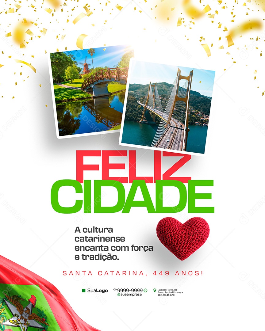 Feliz Cidade Parabéns Santa Catarina 499 Anos Social Media PSD Editável