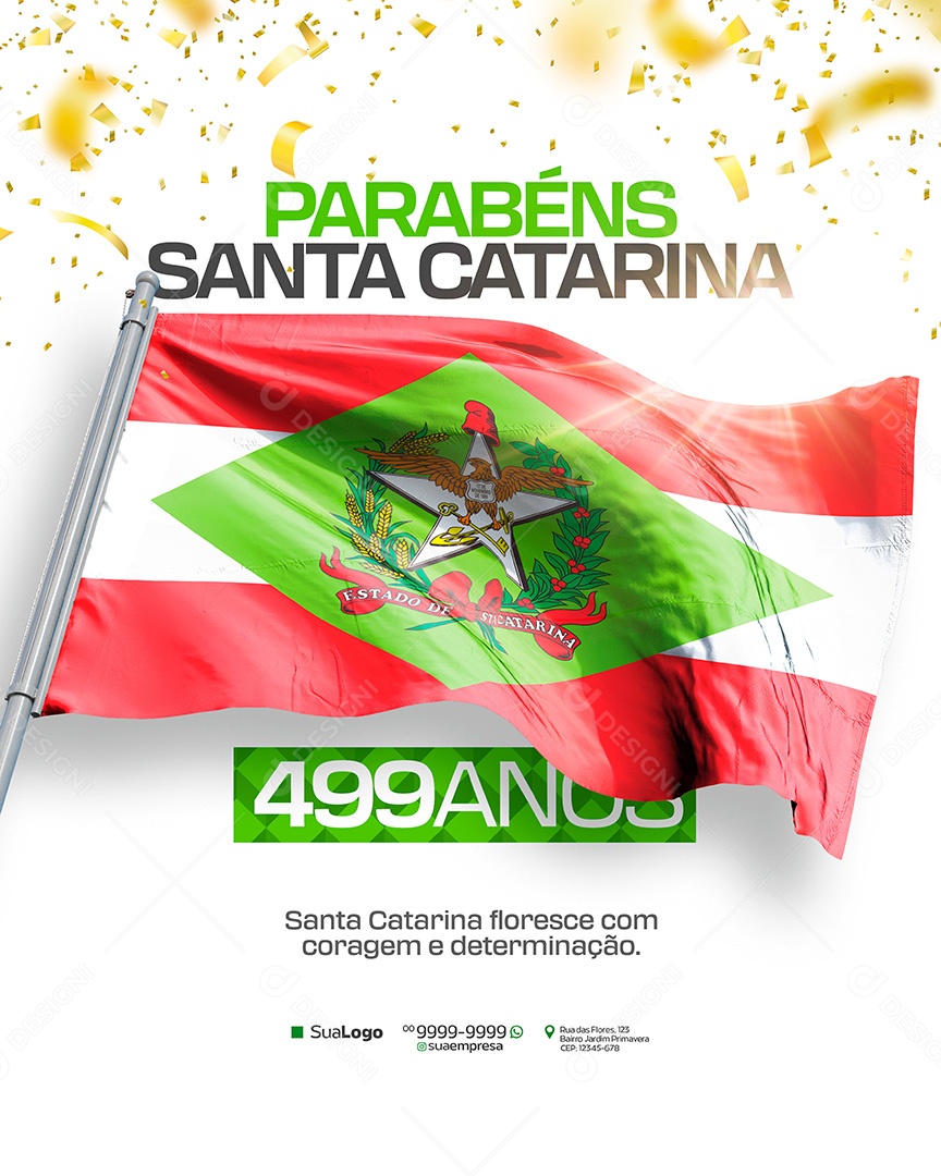 Parabéns Santa Catarina 499 Anos Social Media PSD Editável