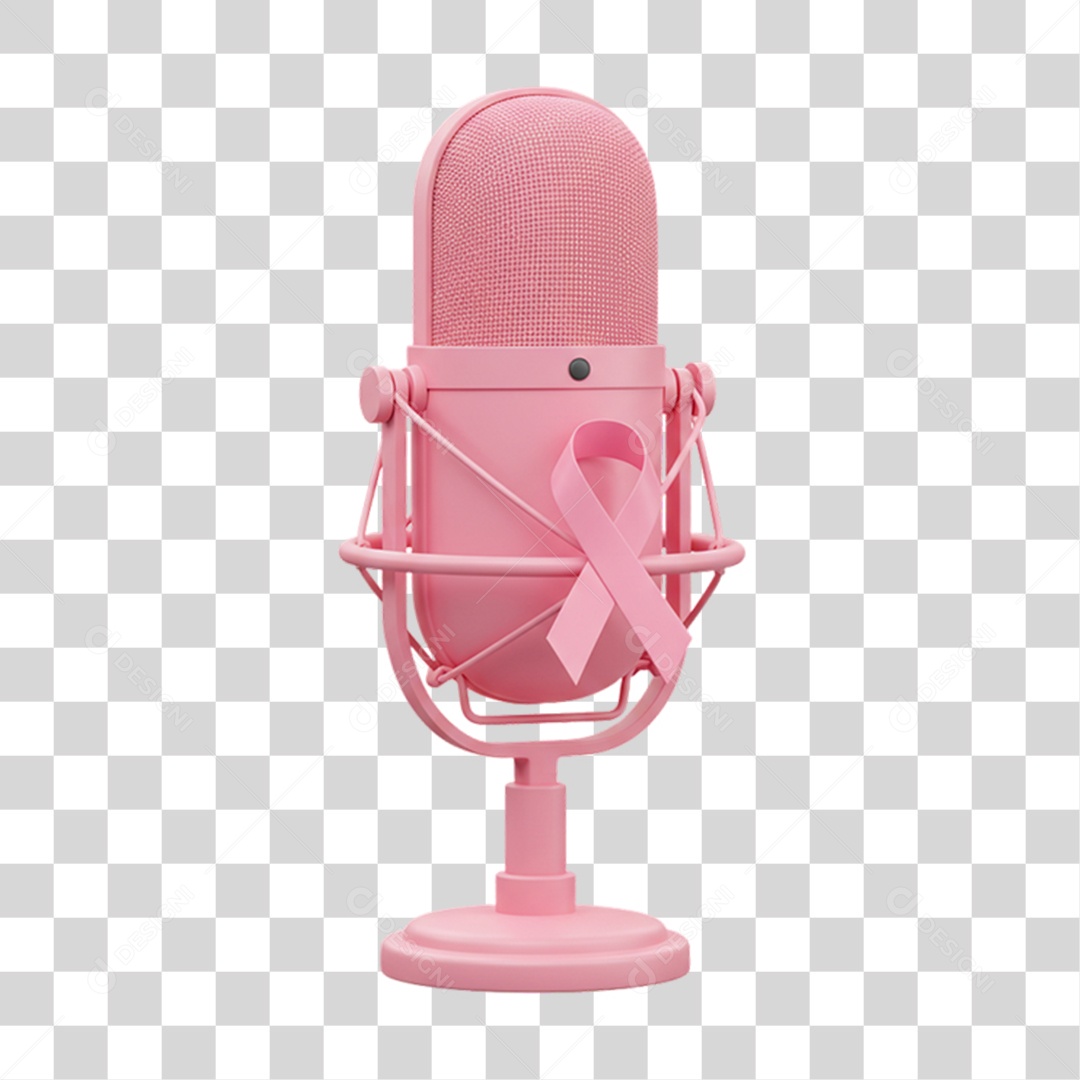 Elemento 3D Outubro Rosa Campanha Luta Contra o Câncer de Mama PNG Transparente