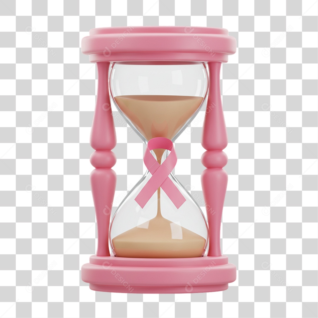 Elemento 3D Outubro Rosa Campanha Luta Contra o Câncer de Mama PNG Transparente