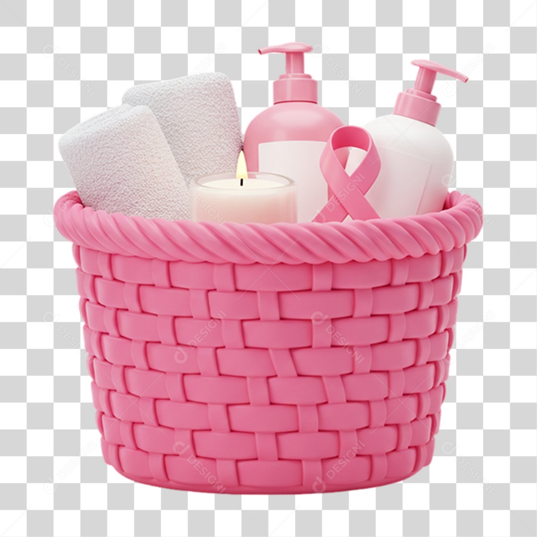 Elemento 3D Outubro Rosa Campanha Luta Contra o Câncer de Mama PNG Transparente