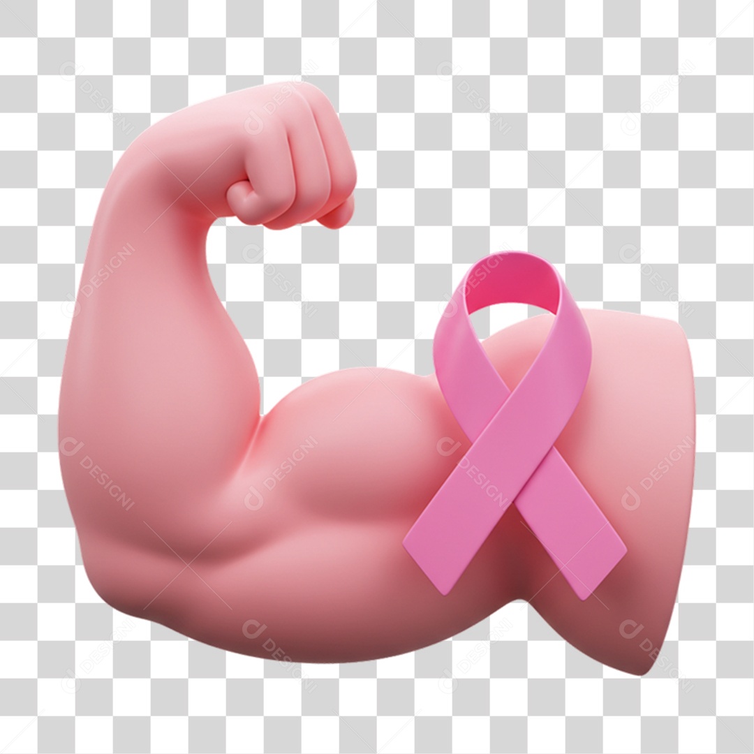 Elemento 3D Outubro Rosa Campanha Luta Contra o Câncer de Mama PNG Transparente