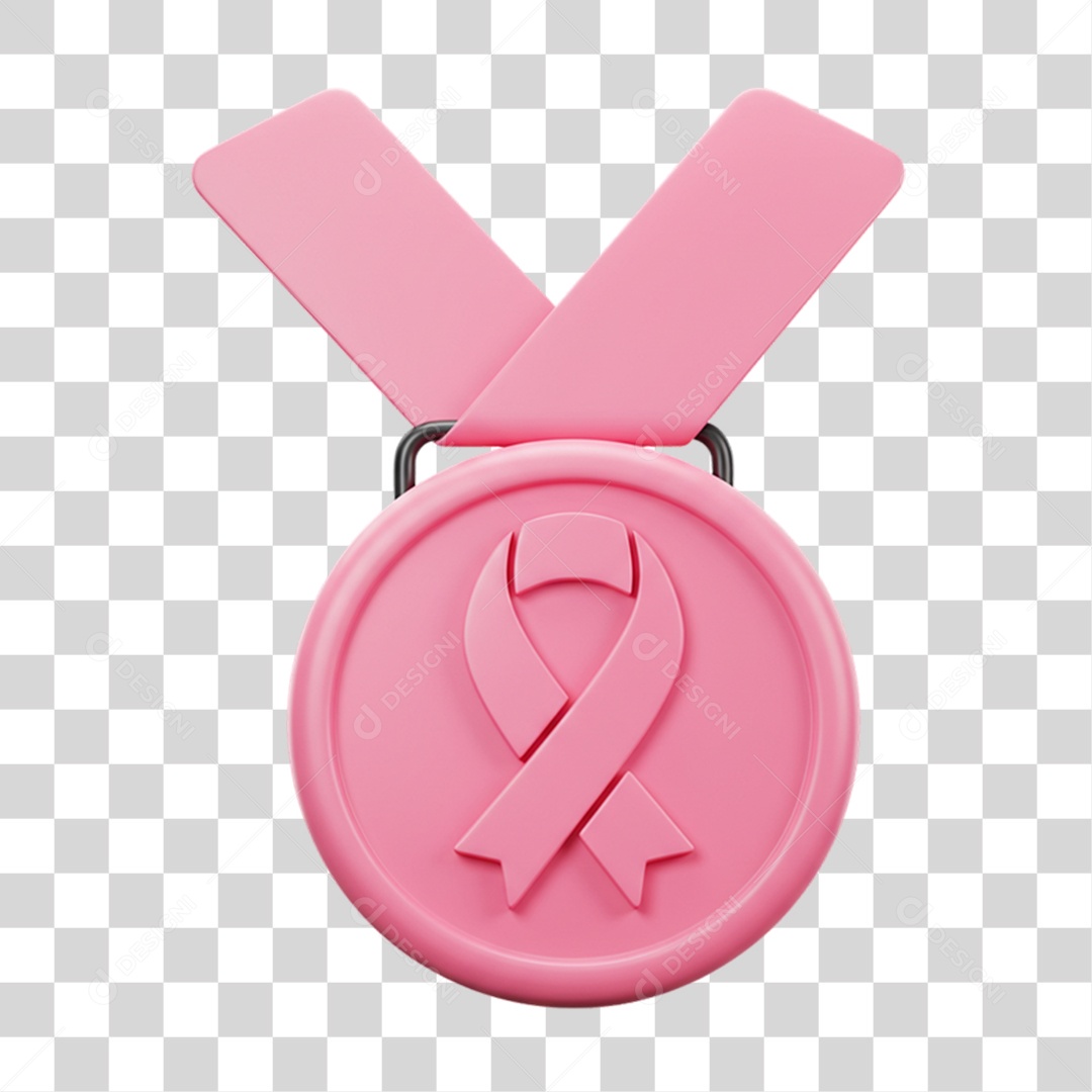 Elemento 3D Outubro Rosa Campanha Luta Contra o Câncer de Mama PNG Transparente