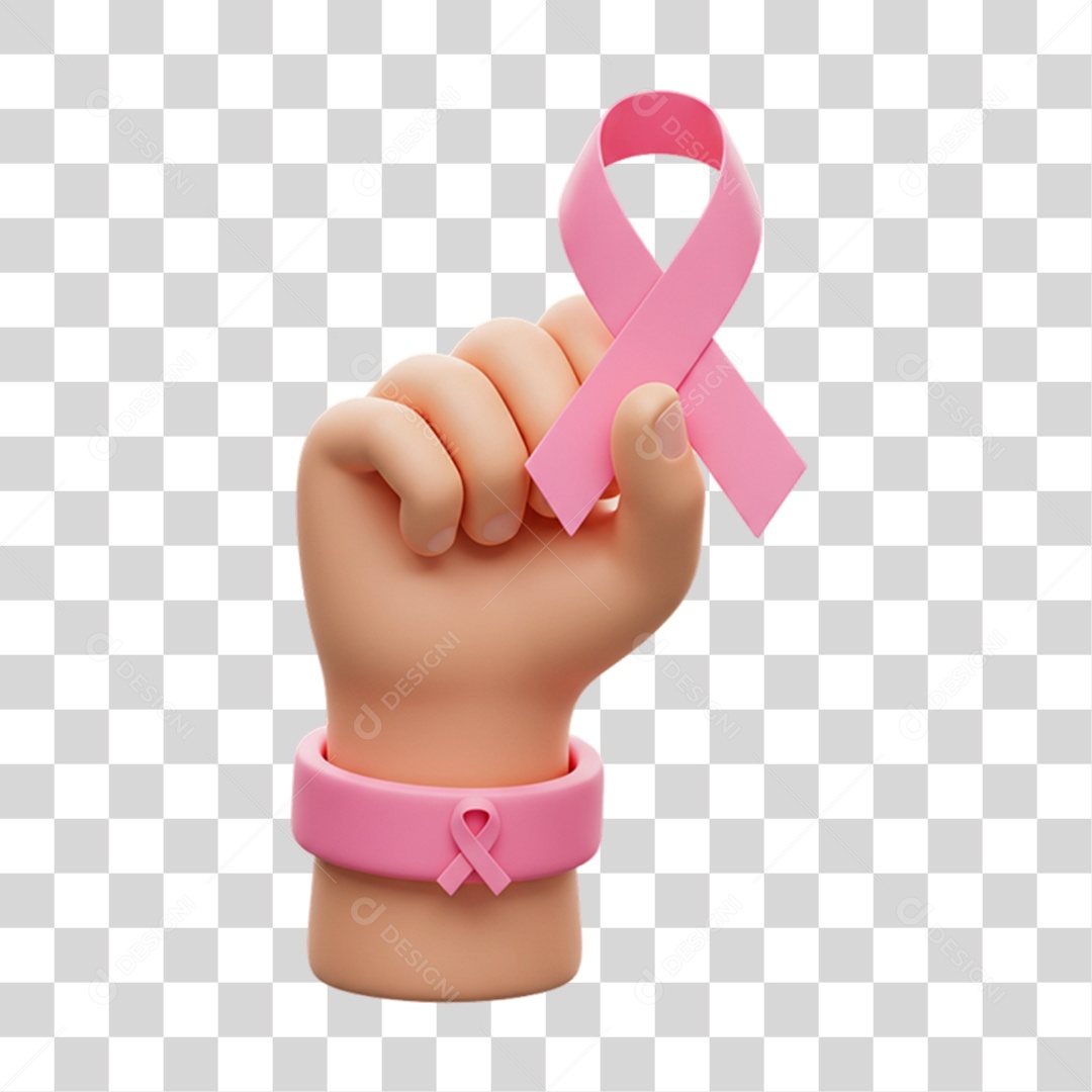Elemento 3D Outubro Rosa Campanha Luta Contra o Câncer de Mama PNG Transparente