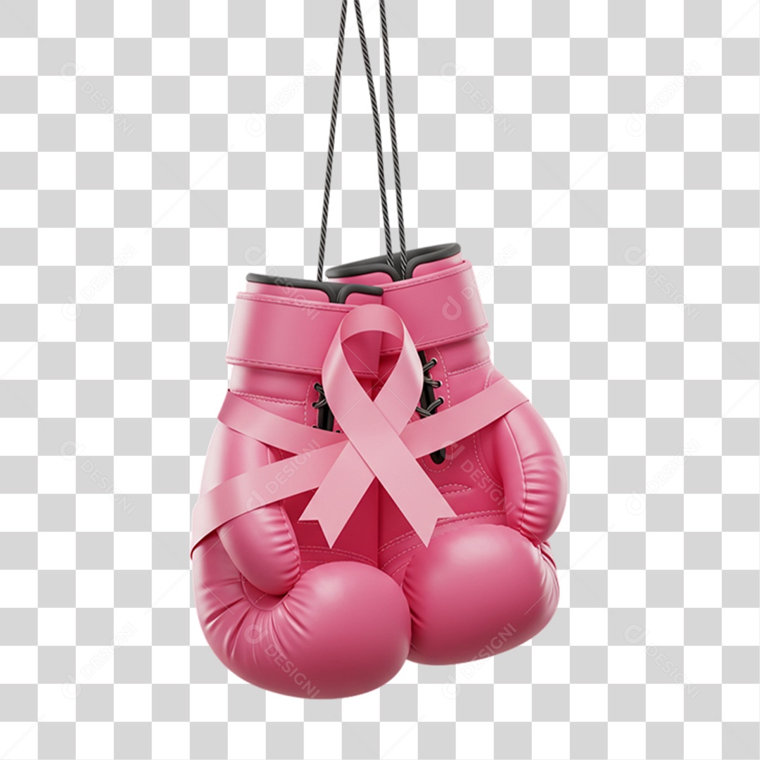 Elemento 3D Outubro Rosa Campanha Luta Contra o Câncer de Mama PNG Transparente