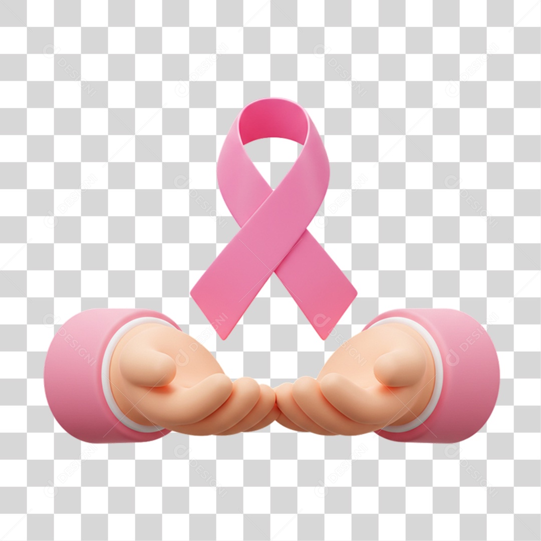 Elemento 3D Outubro Rosa Campanha Luta Contra o Câncer de Mama PNG Transparente