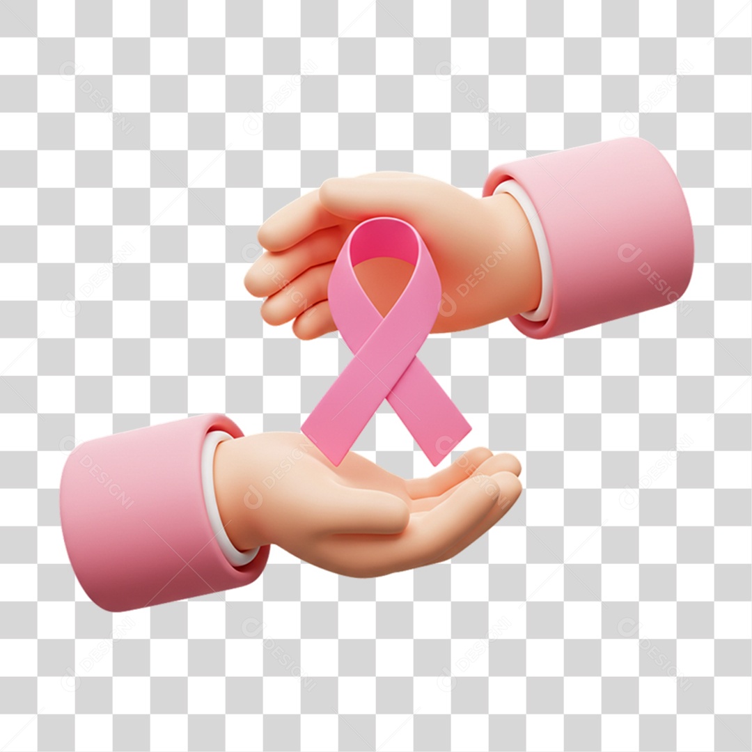 Elemento 3D Outubro Rosa Campanha Luta Contra o Câncer de Mama PNG Transparente