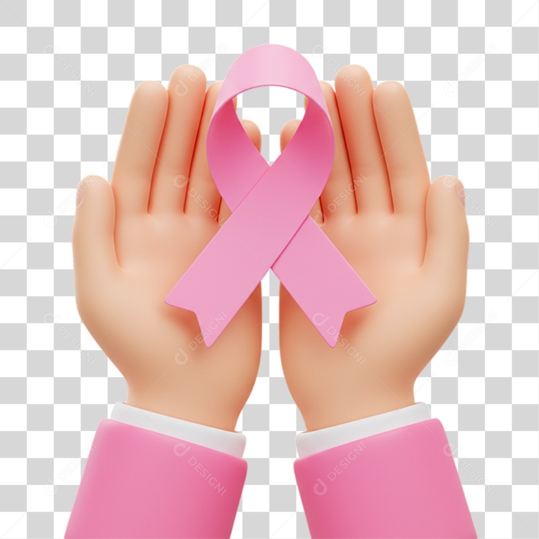 Elemento 3D Outubro Rosa Campanha Luta Contra o Câncer de Mama PNG Transparente