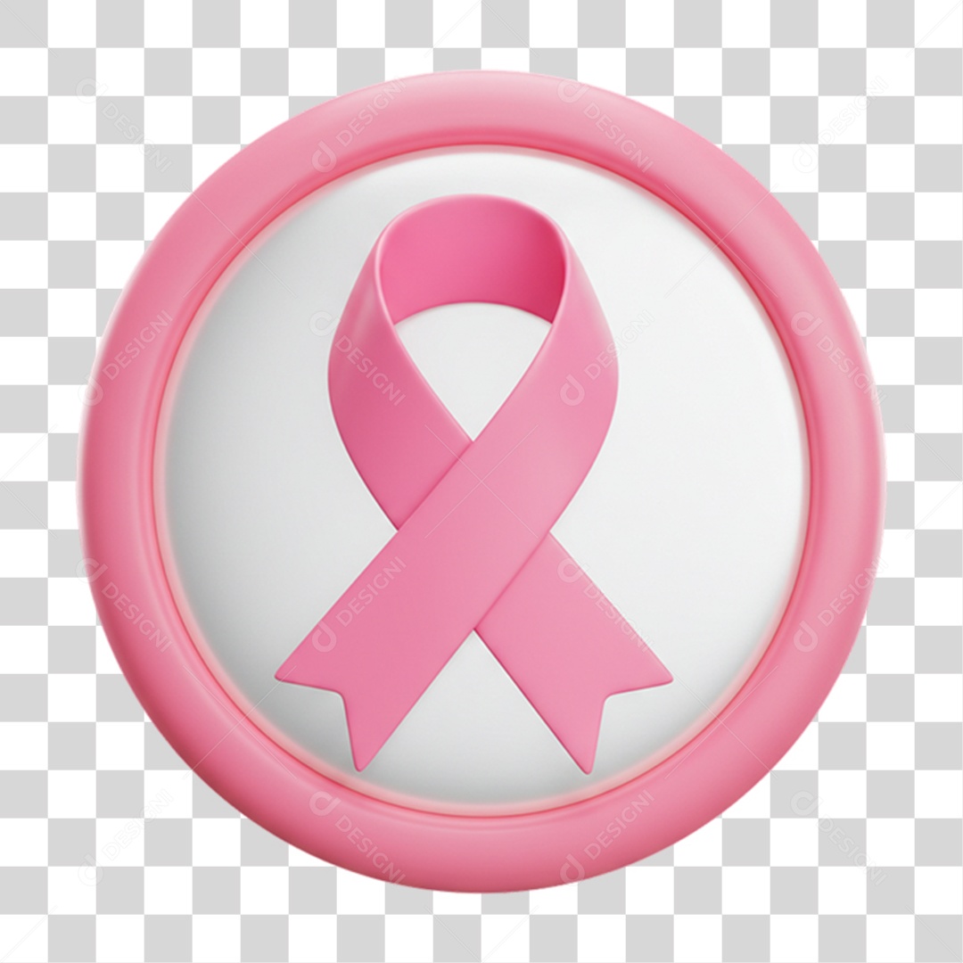 Elemento 3D Outubro Rosa Campanha Luta Contra o Câncer de Mama PNG Transparente