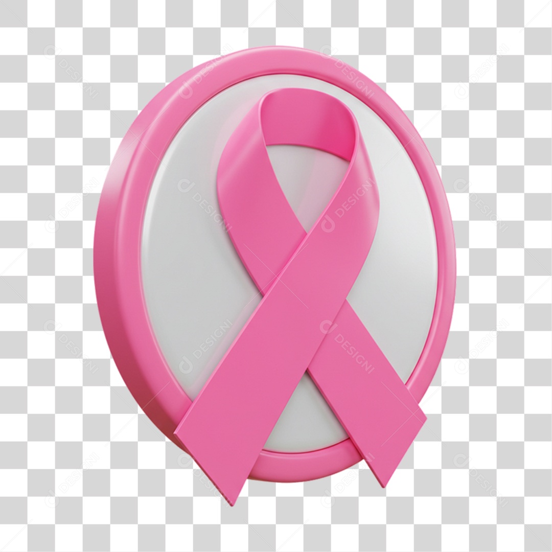 Elemento 3D Outubro Rosa Campanha Luta Contra o Câncer de Mama PNG Transparente