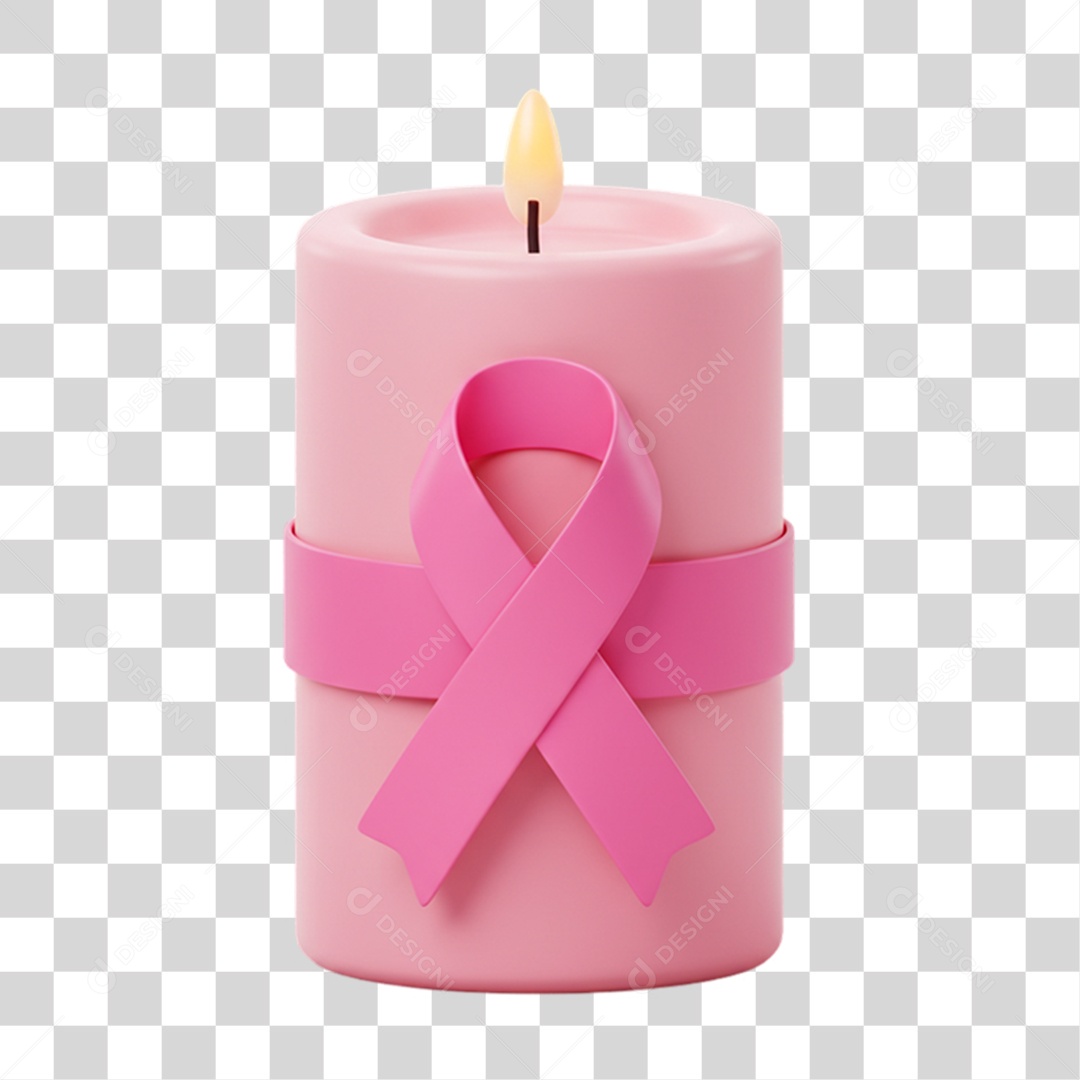 Elemento 3D Outubro Rosa Campanha Luta Contra o Câncer de Mama PNG Transparente