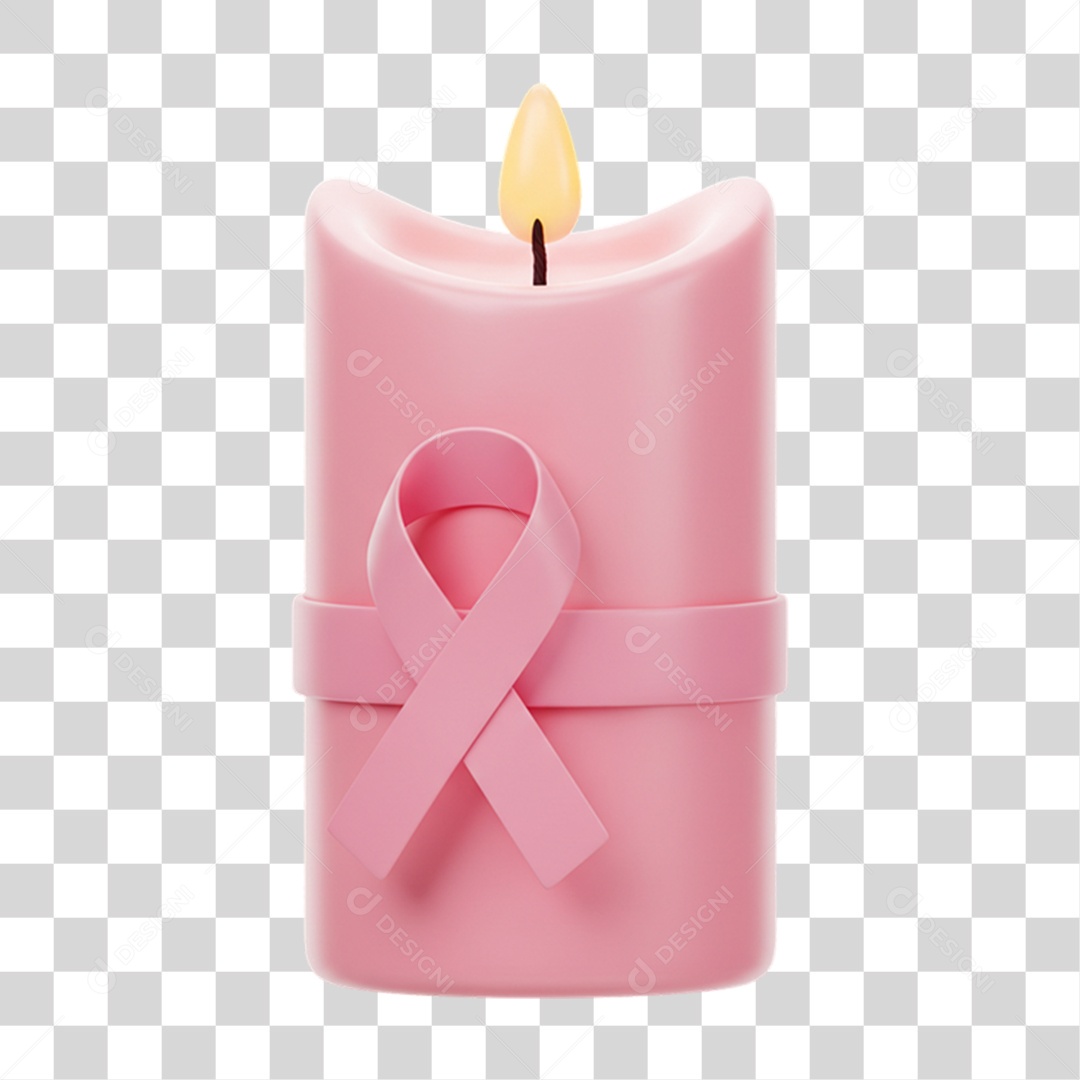 Elemento 3D Outubro Rosa Campanha Luta Contra o Câncer de Mama PNG Transparente