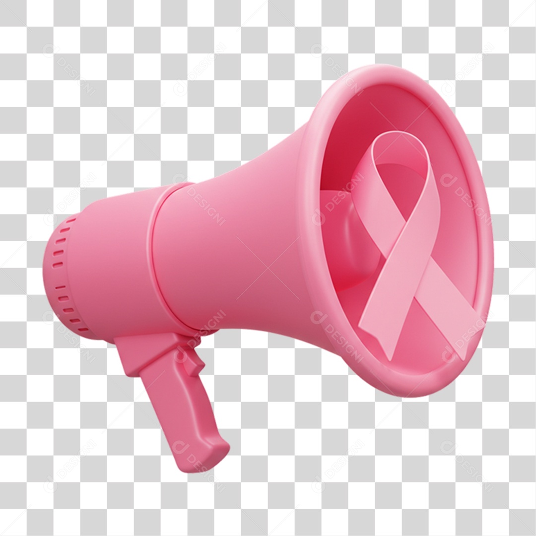 Elemento 3D Outubro Rosa Campanha Luta Contra o Câncer de Mama PNG Transparente