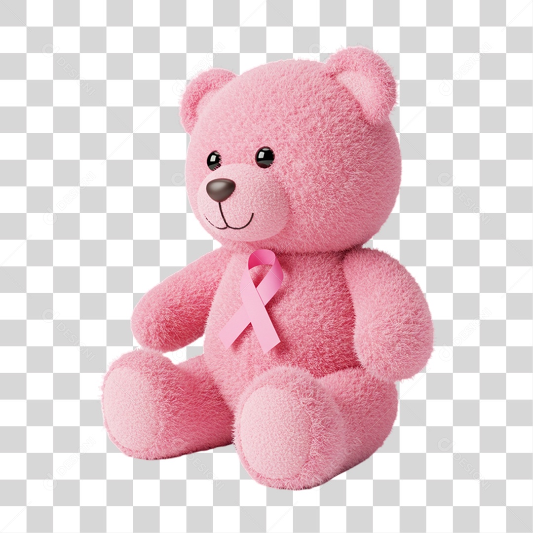 Elemento 3D Outubro Rosa Campanha Luta Contra o Câncer de Mama PNG Transparente