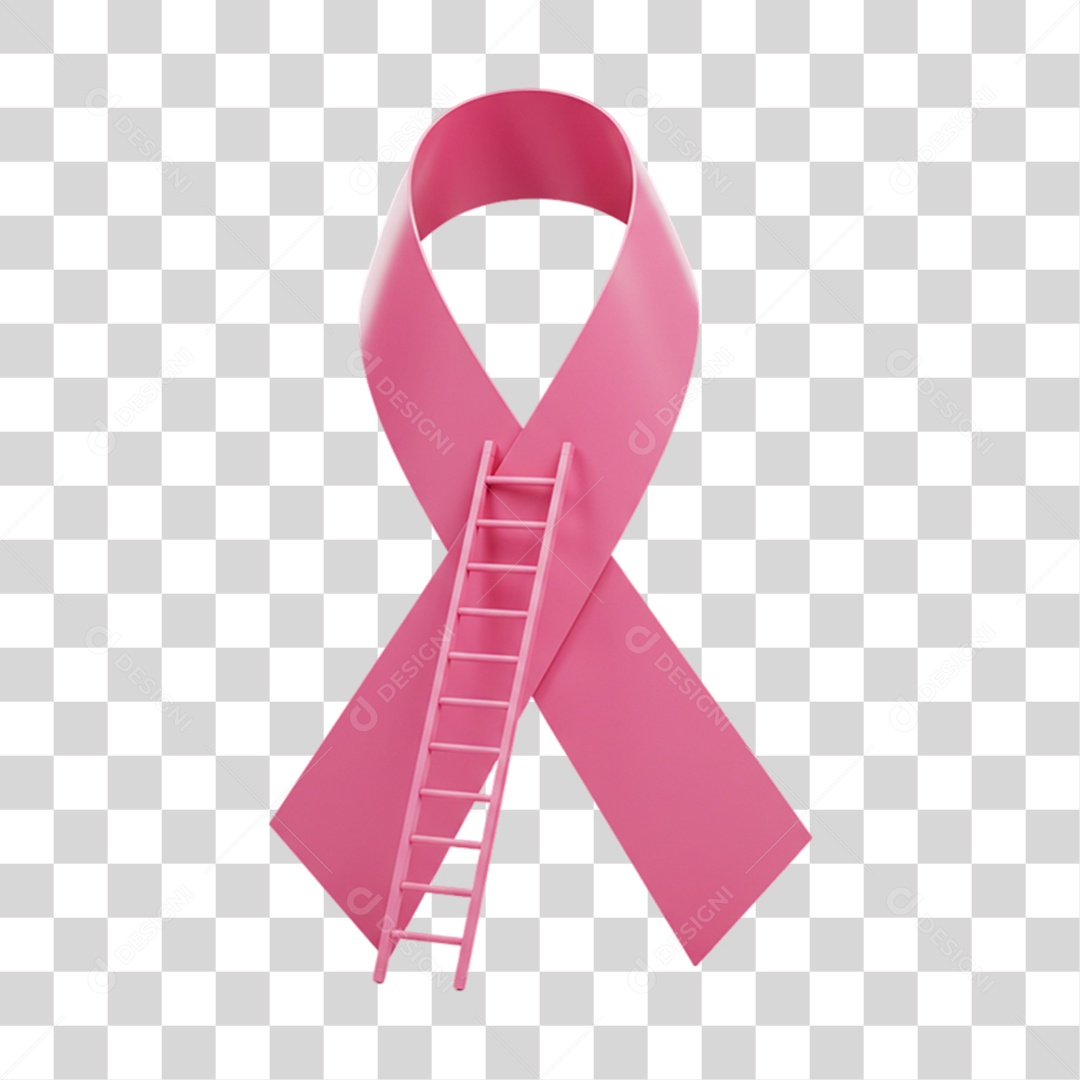 Elemento 3D Outubro Rosa Campanha Luta Contra o Câncer de Mama PNG Transparente