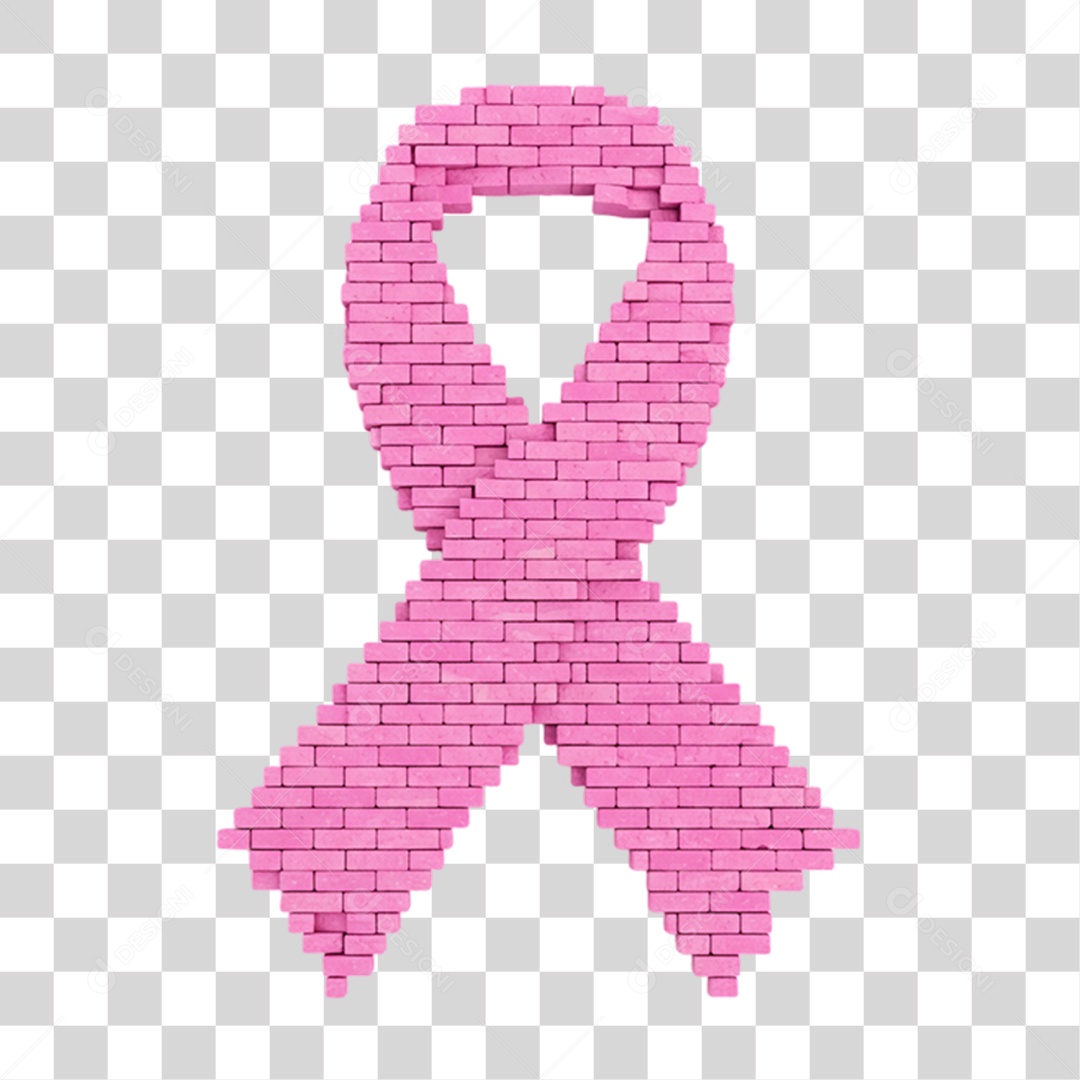 Elemento 3D Outubro Rosa Campanha Luta Contra o Câncer de Mama PNG Transparente