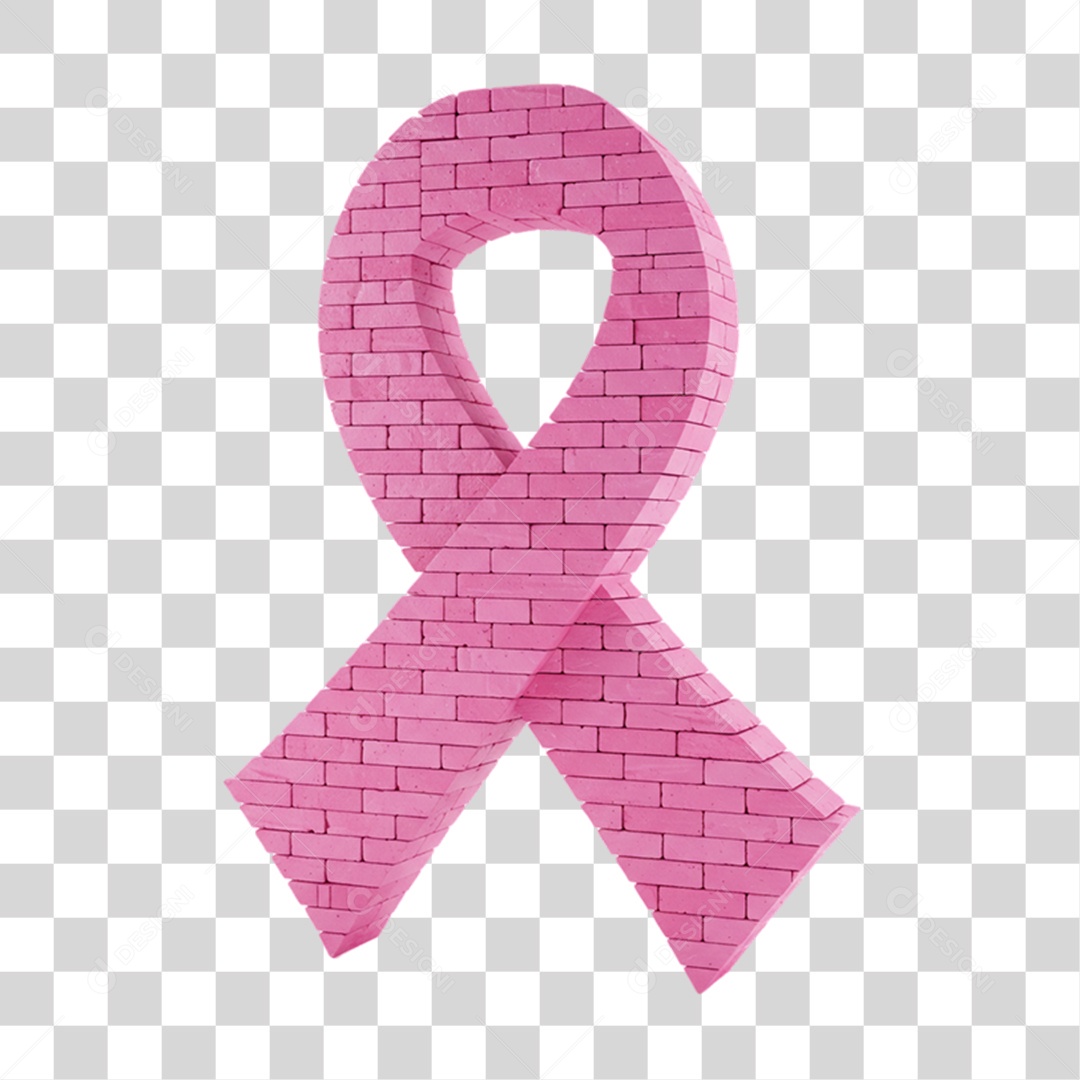 Elemento 3D Outubro Rosa Campanha Luta Contra o Câncer de Mama PNG Transparente