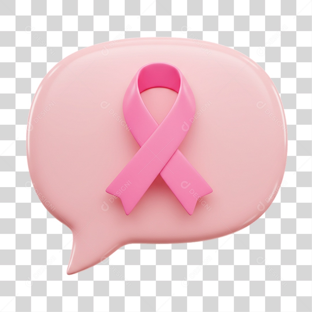 Elemento 3D Outubro Rosa Campanha Luta Contra o Câncer de Mama PNG Transparente