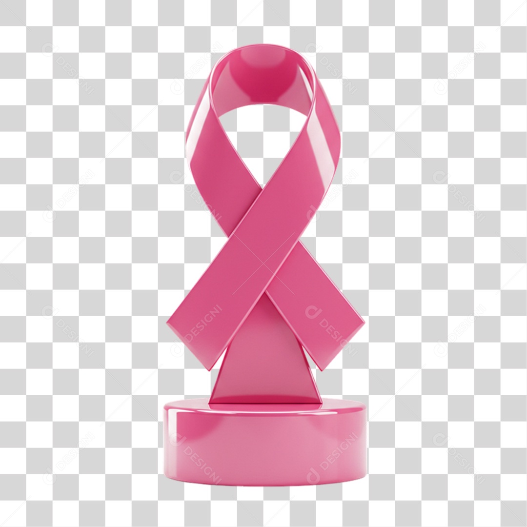 Elemento 3D Outubro Rosa Laço Campanha Luta Contra o Câncer de Mama PNG Transparente