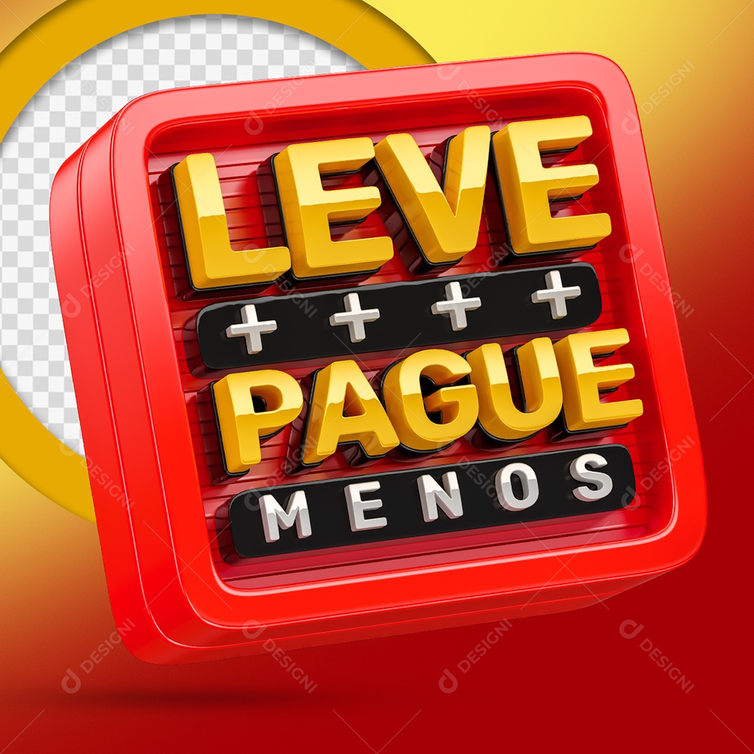 Leve Mais Pague Menos Selo 3D para Composição PSD