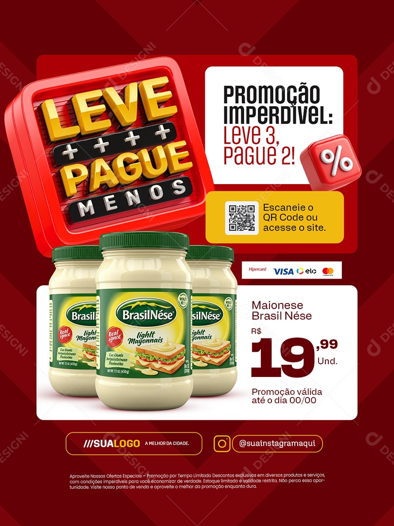 Leve Mais Pague Menos Supermercado Promoção Imperdível Social Media PSD Editável