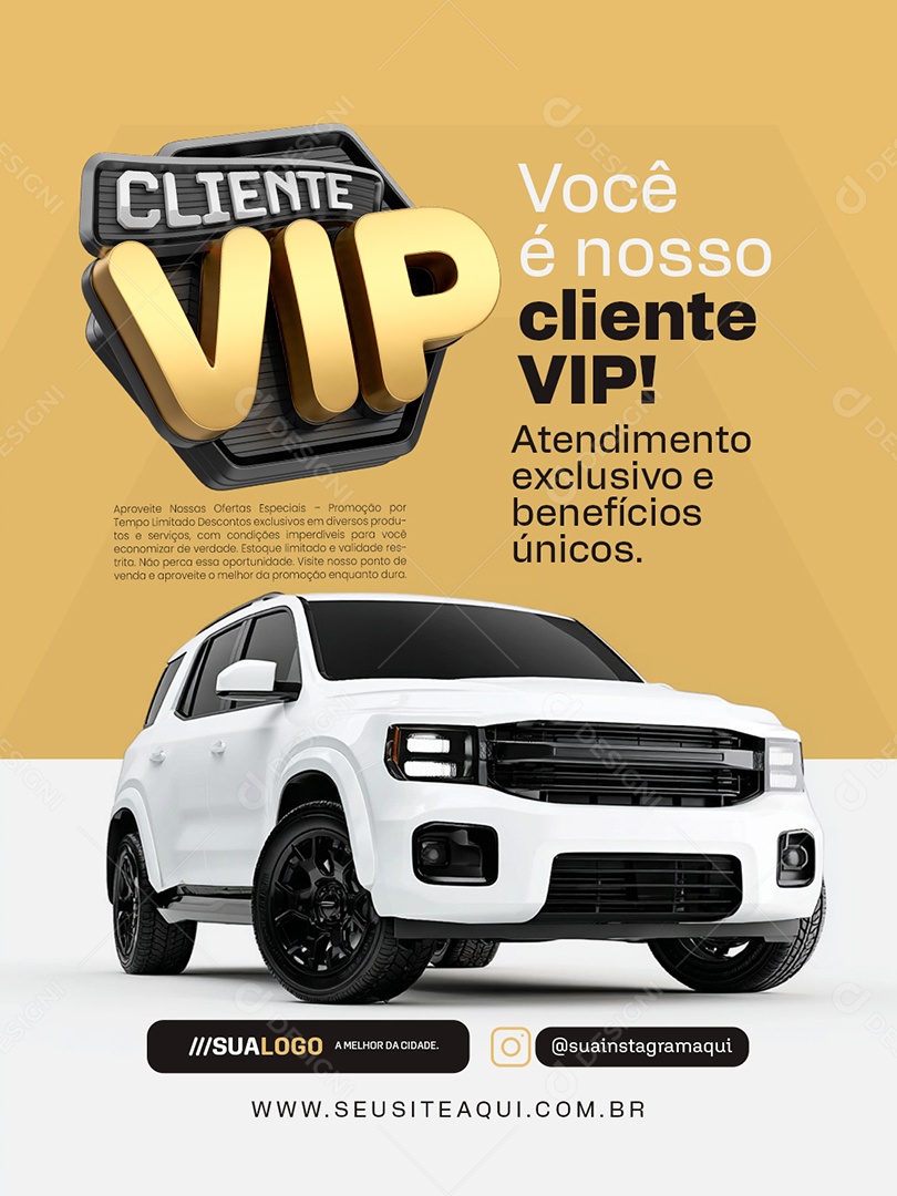 Cliente Vip Concessionária Atendimento Exclusivo e Benefícios Únicos Social Media PSD Editável